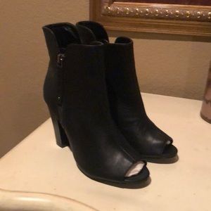 Black open toe booties